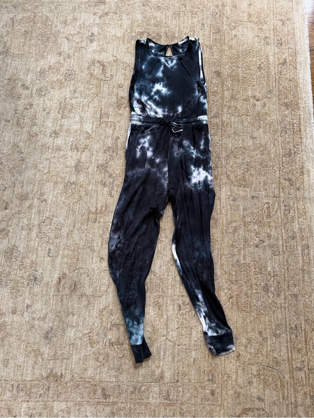 Super soft Tie-Dye Black & White Sleeveless Jumpsuit